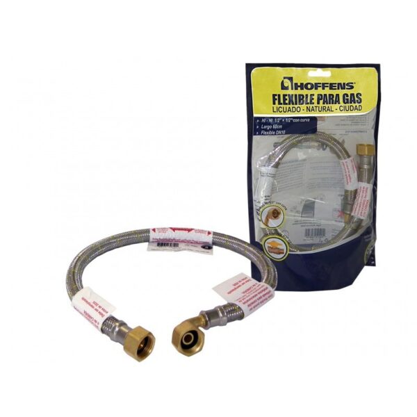 Flexible para Gas HI-HI 1/2" x 1/2" con curva 60cm